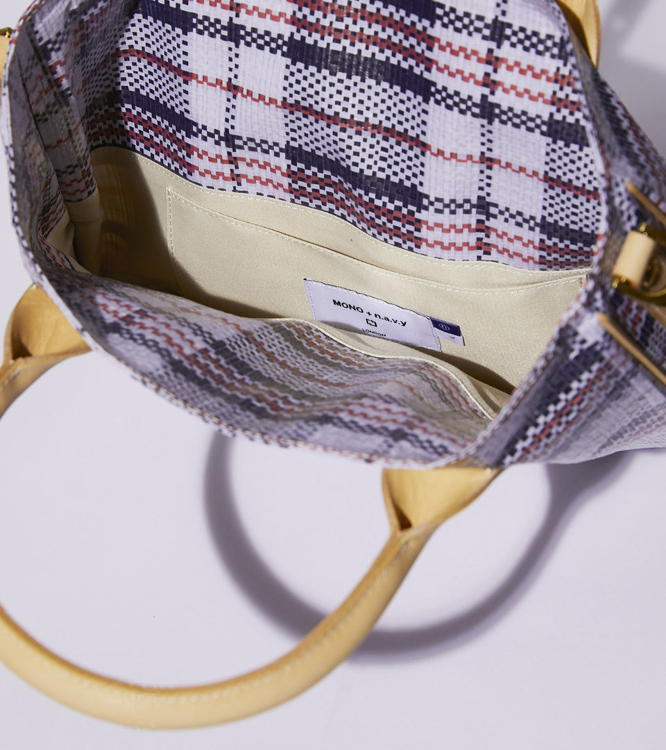 Mononavy upcycled tote bag
