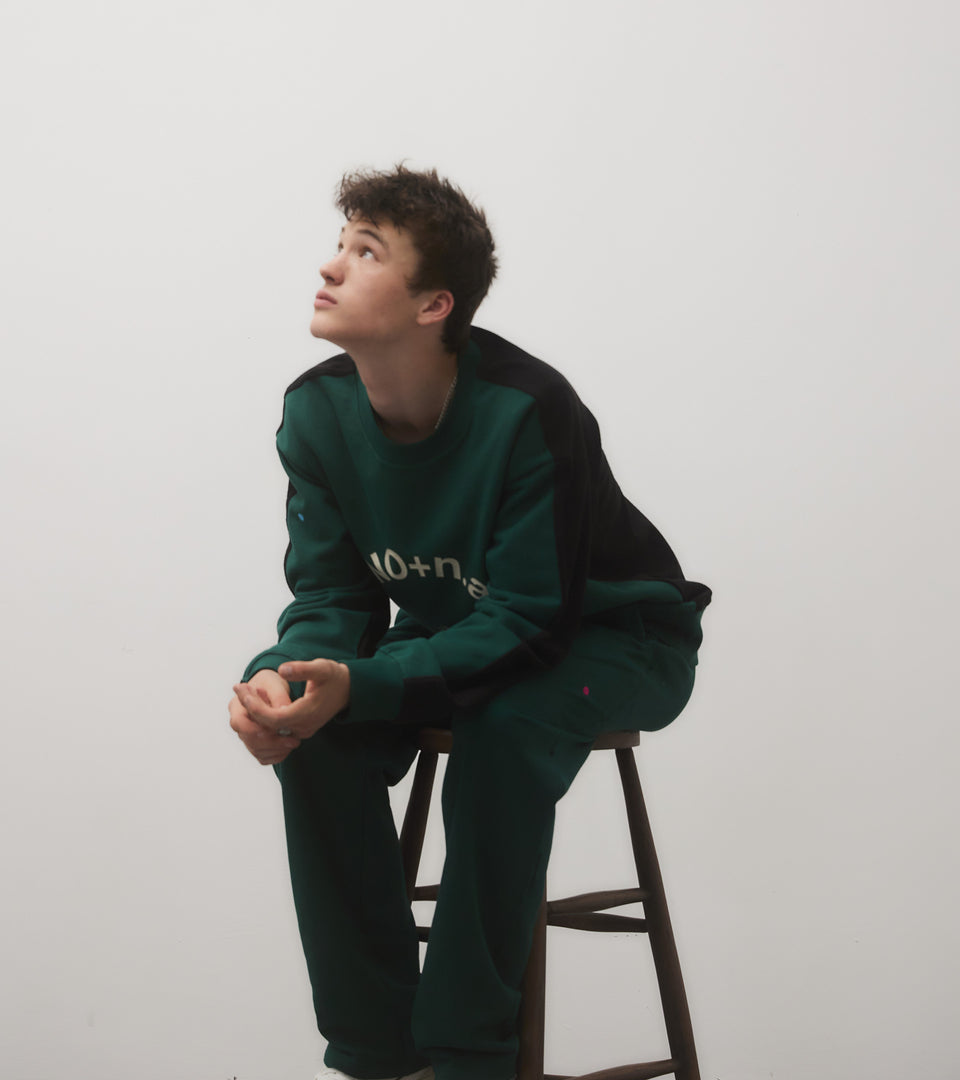 mononavy towel back sweatshirt green