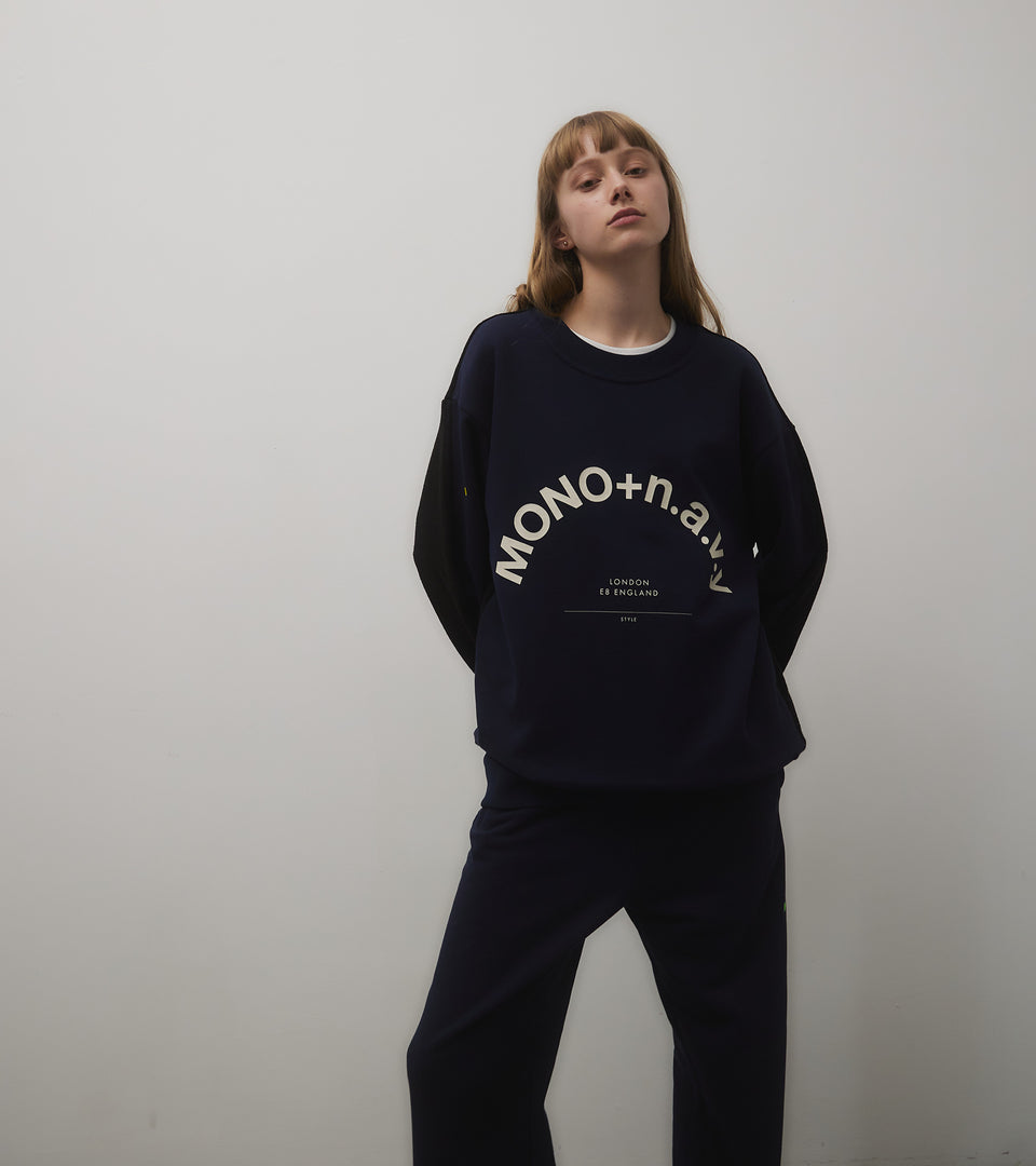 mononavy towel back sweatshirt navy