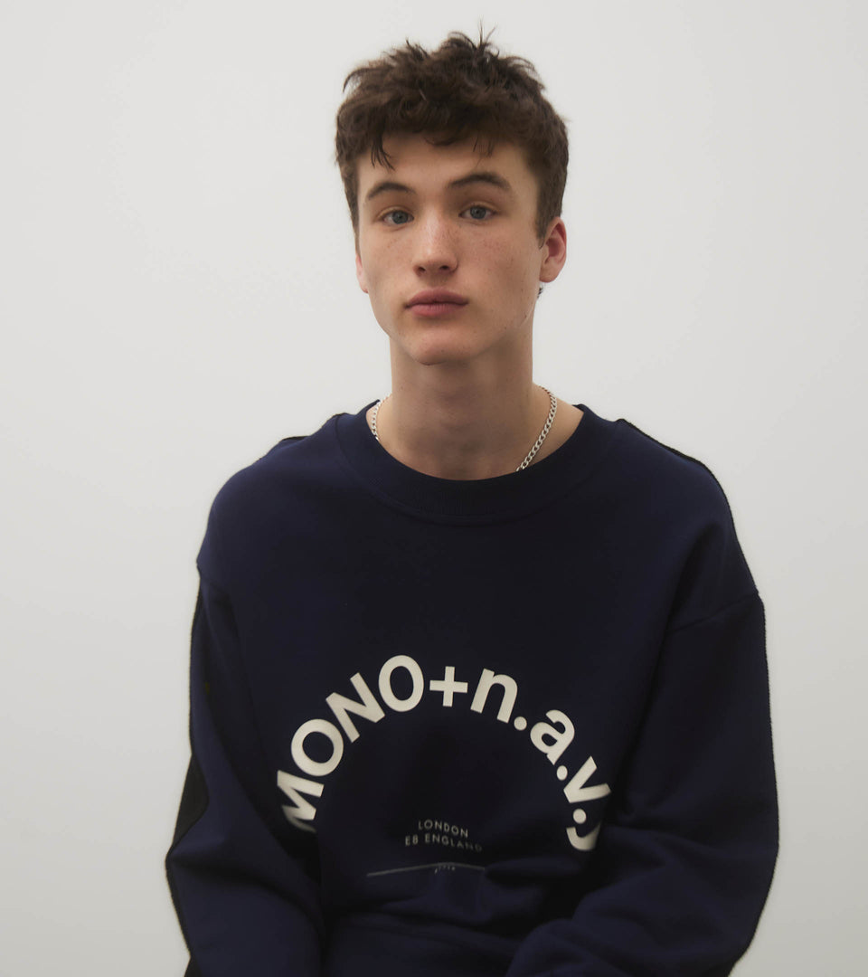mononavy towel back sweatshirt navy