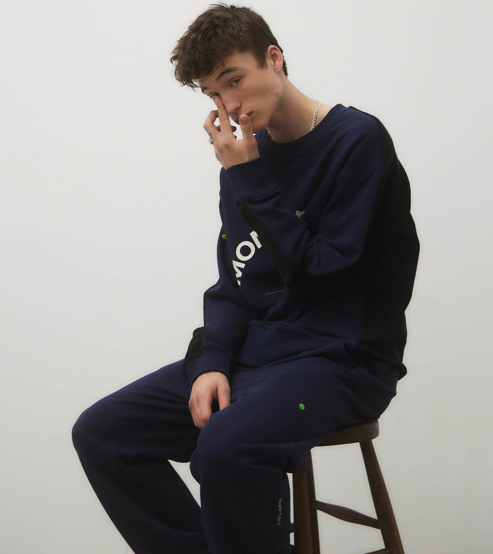 mononavy towel back sweatshirt navy