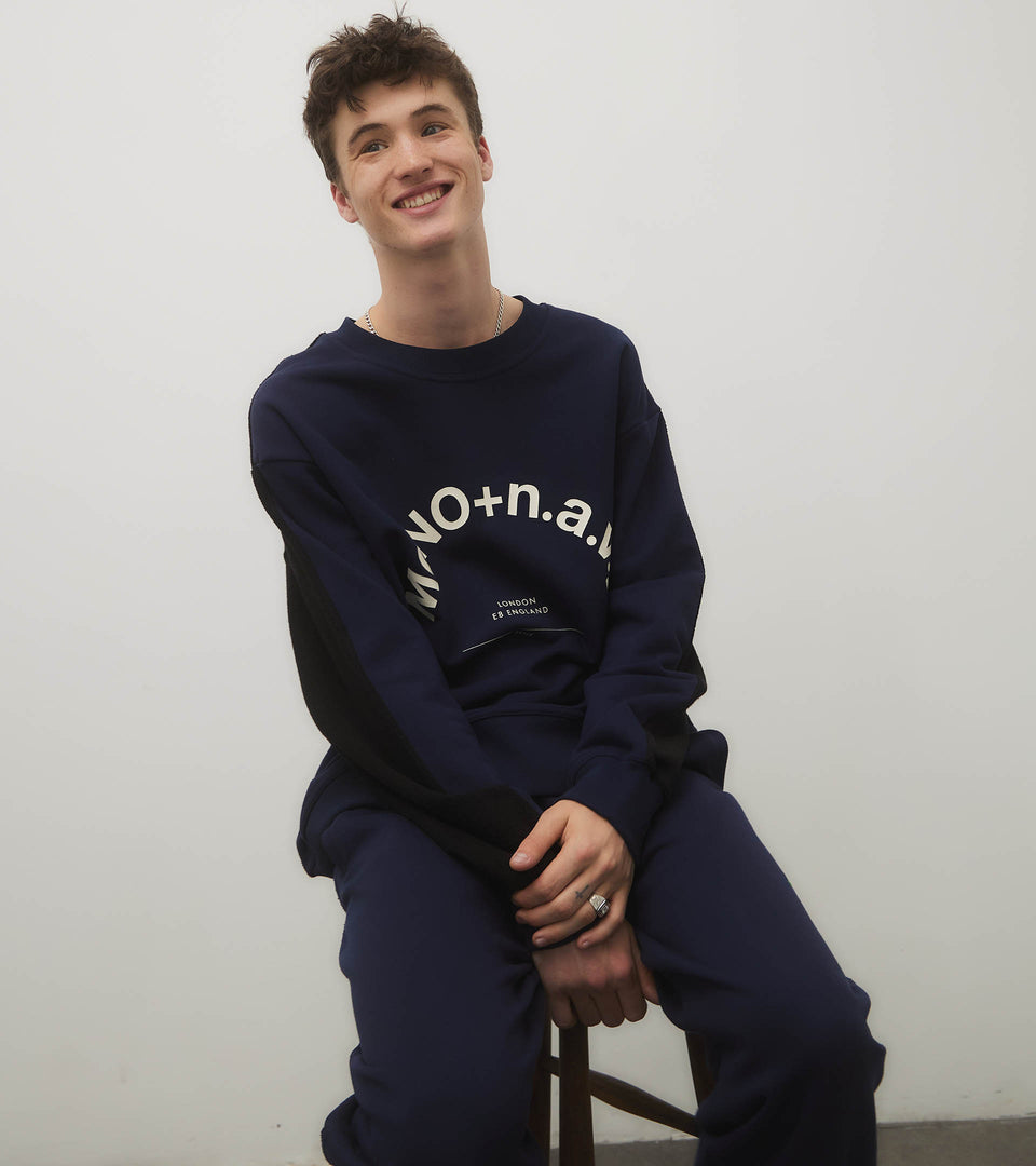 mononavy towel back sweatshirt navy